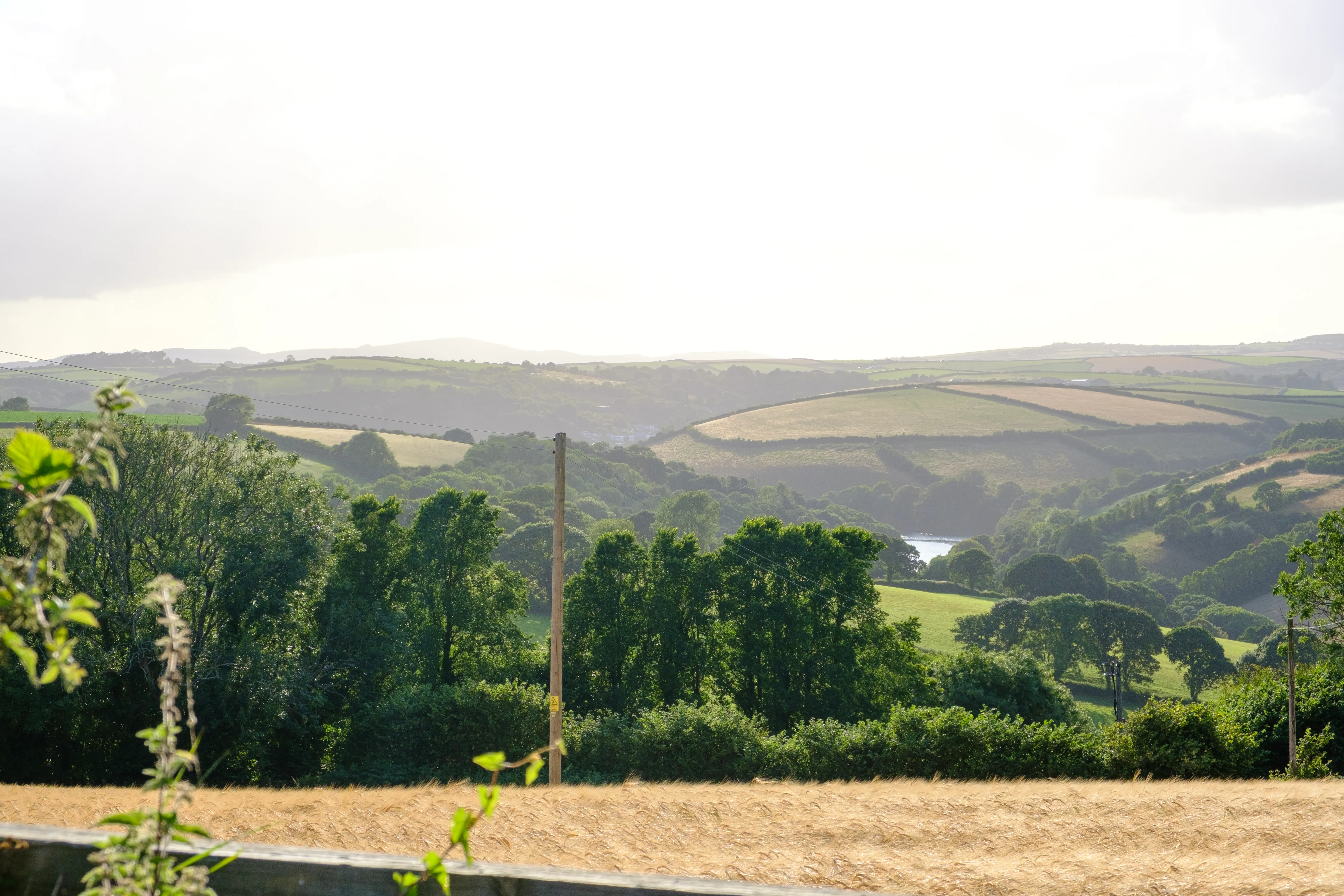 The countryside view down to the river which feeds the estuary